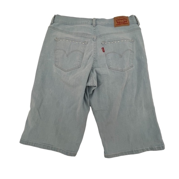 Levi's Rhinestone Embellished Distressed Bermuda Jean Shorts Size 28 Women’s - Picture 3 of 8